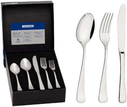 Faqueiro Tramontina Mônaco em Aço Inox com Facas de Mesa Forjadas Acabamento Brilho 30 Peças