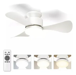 Ventilador De Teto Branco Com Luz E Controle Remoto, Ventilador De Teto Com Luz, 3cct De Cor, 6 Velocidades, Ventilador De Teto Embutido Silencioso E Reversível, Para Quarto E Espaços Externo