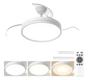 Ventilador De Teto Moderno Com Luz Led E Controle Remoto, Silencioso E Econômico, Com 6 Velocidades, Pás Retráteis, Função Timer. Ideal Para Quartos, Escritórios E Diversos Ambientes Internos.