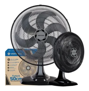 Ventilador Oscilante De Mesa Ventisol Turbo 6 Pás 50cm Preto